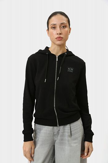Толстовка с капюшоном хлопковая черная Armani Exchange