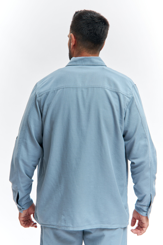 VM-OMA-55-444 Рубашка льняная Van Mich Голубой