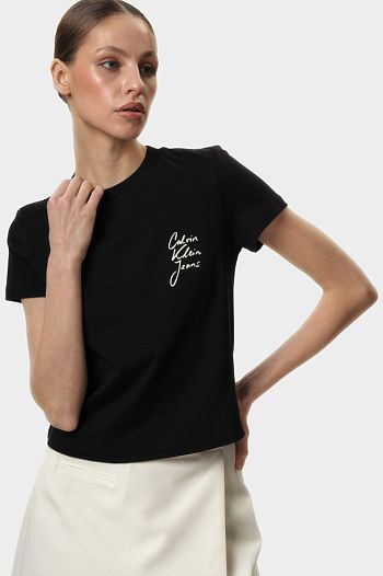 Футболка хлопковая черная Calvin Klein Jeans