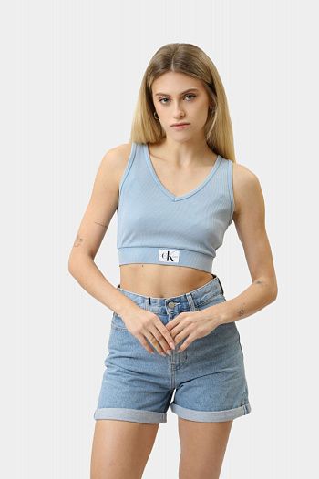 Топ хлопковый голубой Calvin Klein Jeans