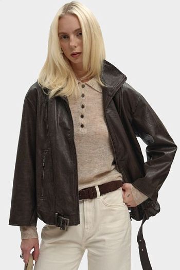 Куртка кожаная коричневая Pepe Jeans