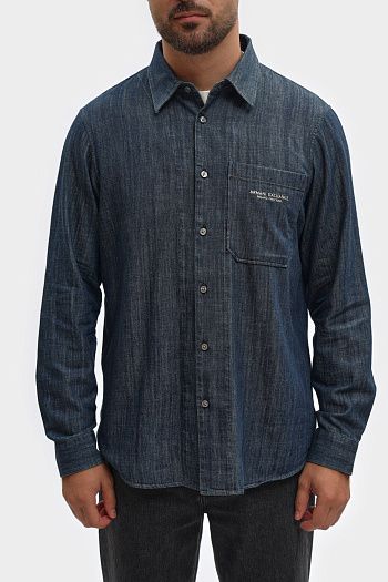 Рубашка хлопковая синяя Armani Exchange