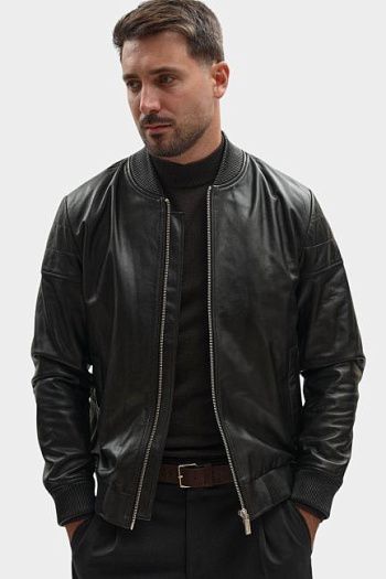 Бомбер кожаный черный Karl Lagerfeld