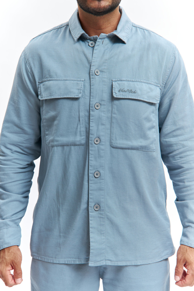 VM-OMA-55-444 Рубашка льняная Van Mich Голубой