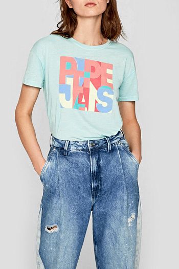 Футболка хлопковая голубая Pepe Jeans