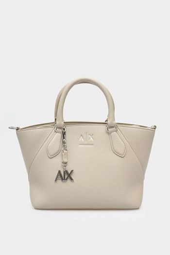 Сумка тоут кожаная бежевая Armani Exchange