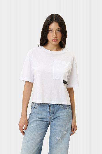 Кроп-топ хлопковый белый Armani Exchange