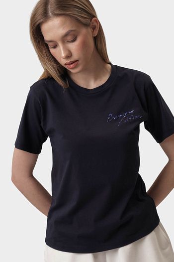Футболка хлопковая синяя Emporio Armani