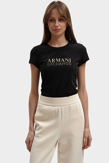 Футболка хлопковая черная Armani Exchange