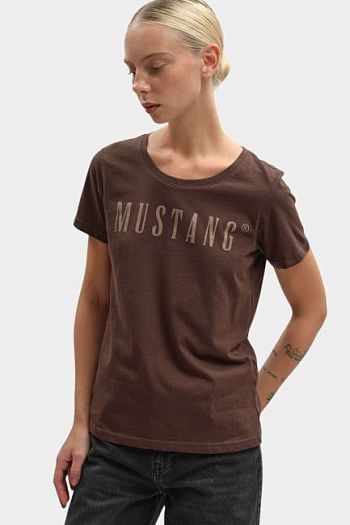 Футболка хлопковая коричневая Mustang