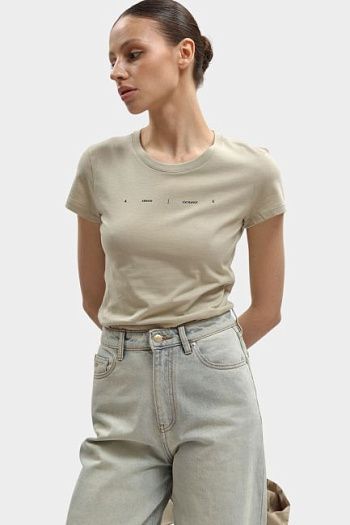 Футболка хлопковая бежевая Armani Exchange