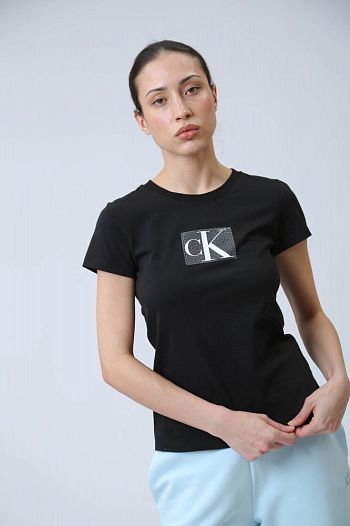 Футболка хлопковая черная Calvin Klein Jeans