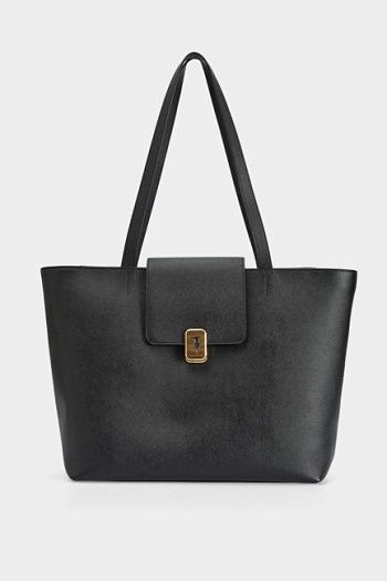 Сумка с клапаном черная хлопковая Trussardi
