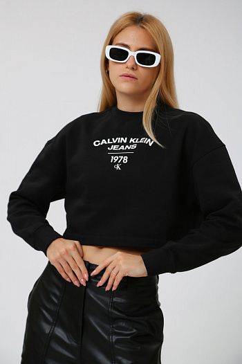 Свитшот хлопковый черный Calvin Klein Jeans