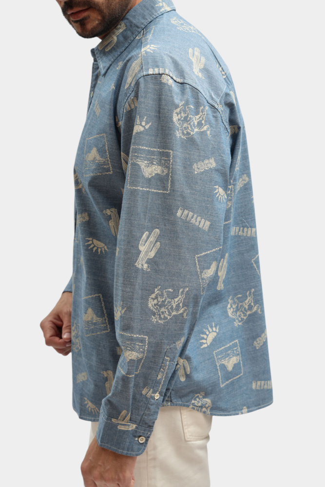 1017542 Рубашка Mustang Синий