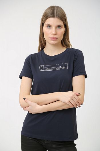 Футболка хлопковая синяя Armani Exchange