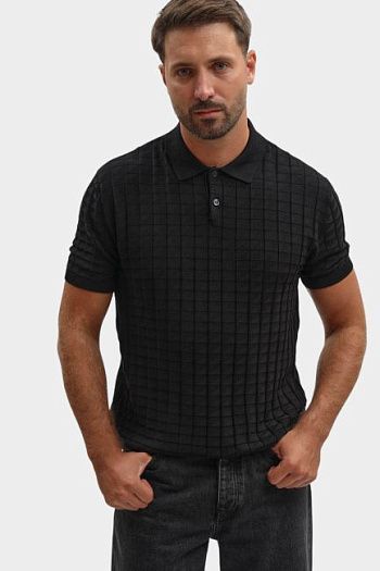 Поло с коротким рукавом из вискозы черное Armani Exchange