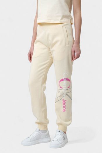 Брюки спортивные хлопковые молочные Calvin Klein Jeans