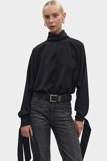 Блуза с длинным рукавом черная Emporio Armani
