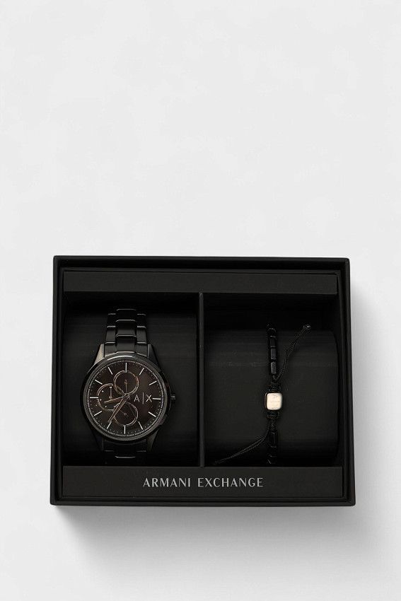 Набор часы+браслет AX  Armani Exchange Черный