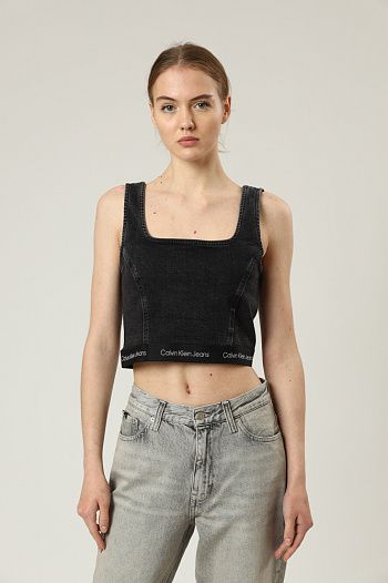 Топ хлопковый черный Calvin Klein Jeans