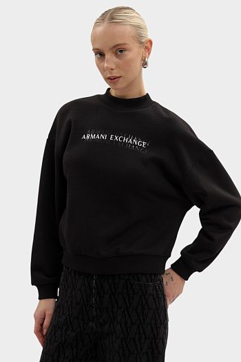 Свитшот хлопковый черный Armani Exchange