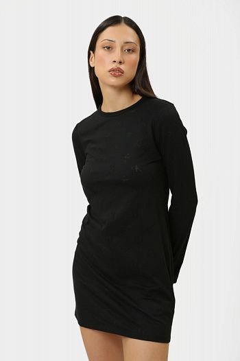 Платье с длиным рукавом хлопковое черное Calvin Klein Jeans
