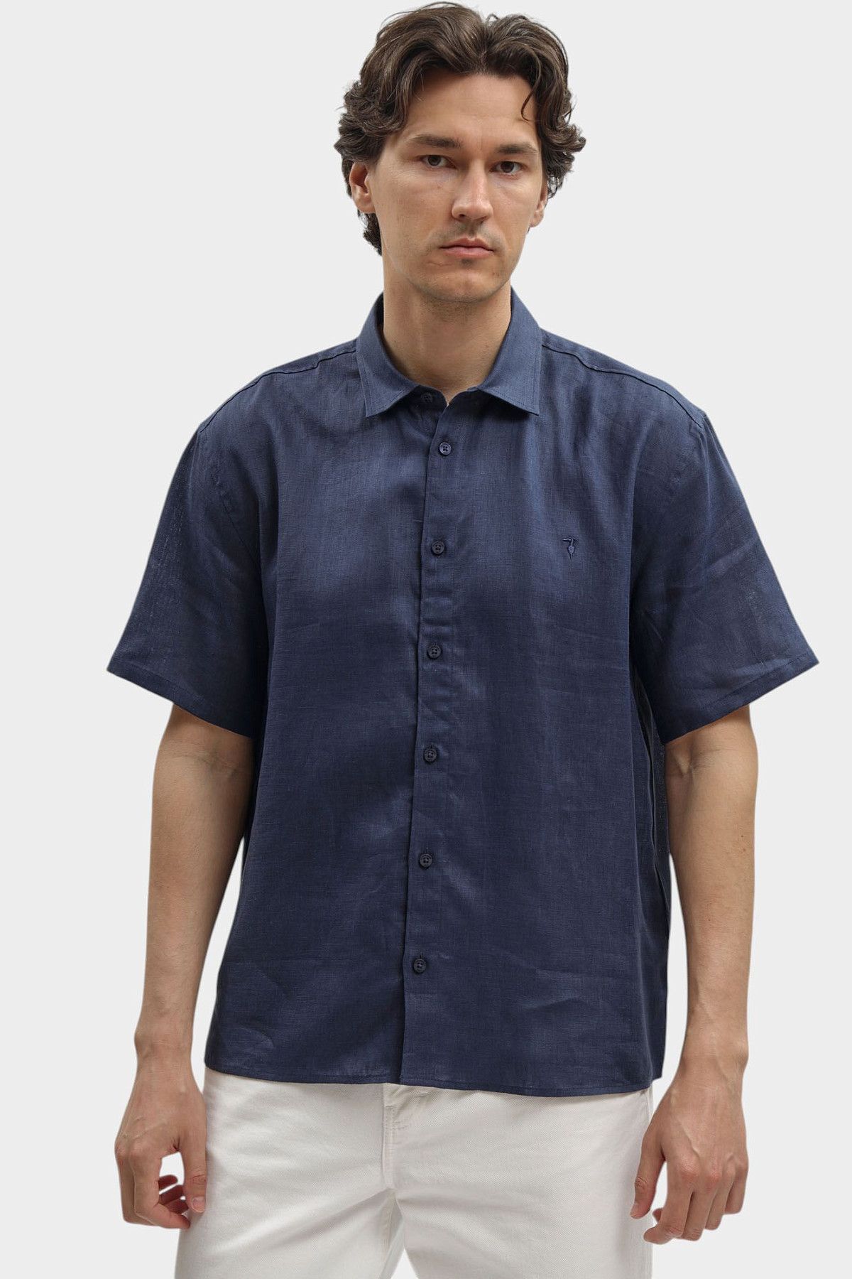Рубашка льняная Trussardi Синий