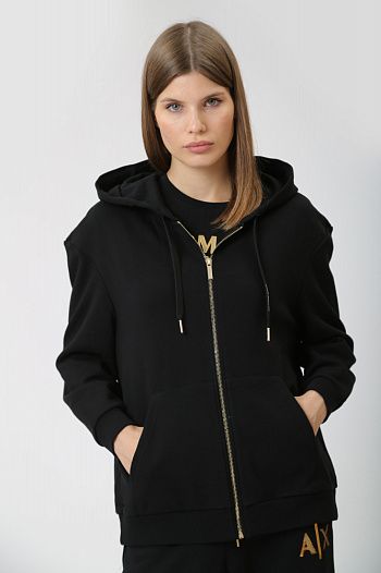 Толстовка с капюшоном хлопковая черная Armani Exchange
