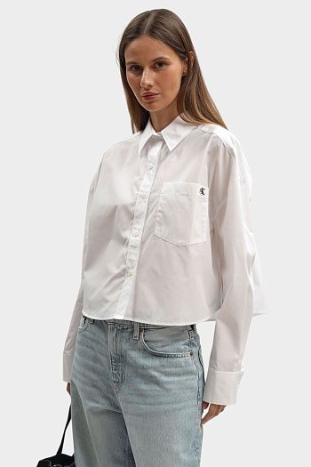 Рубашка с длинным рукавом хлопковая белая Calvin Klein Jeans