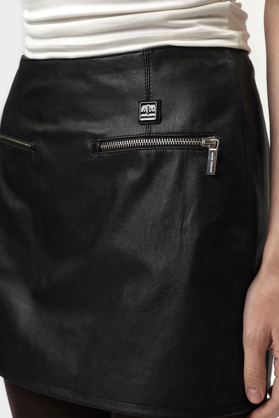 Юбка кожаная Armani Exchange Черный