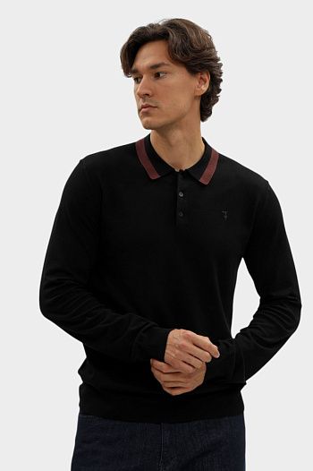 Поло с длинным рукавом  из вискозы черное Trussardi