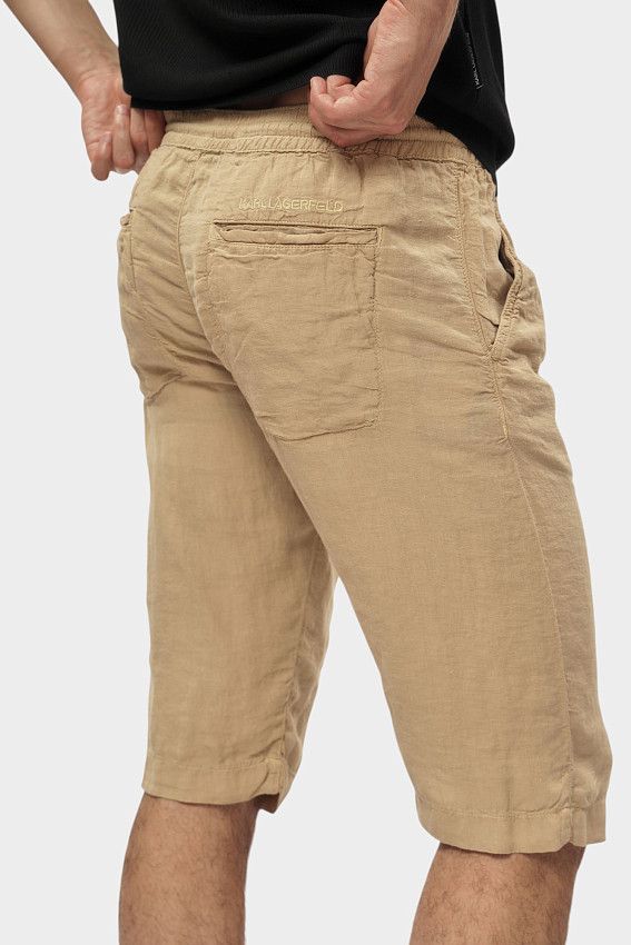 Шорты льняные Karl Lagerfeld Бежевый