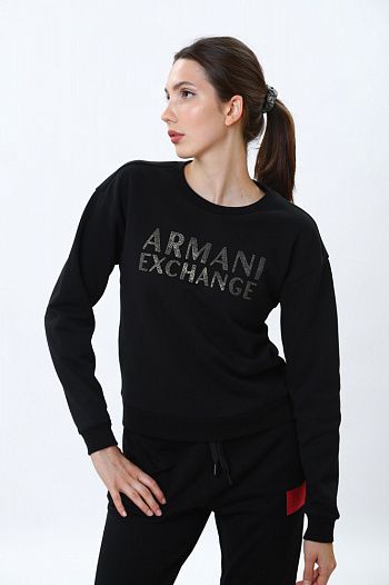 Свитшот хлопковый черный Armani Exchange