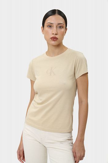 Футболка хлопковая бежевая Calvin Klein Jeans