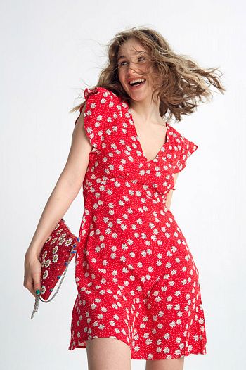 Платье из вискозы красное  Pepe Jeans