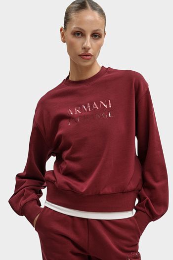 Свитшот хлопковый бордовый Armani Exchange