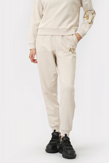 Брюки спортивные хлопковые молочные Armani Exchange