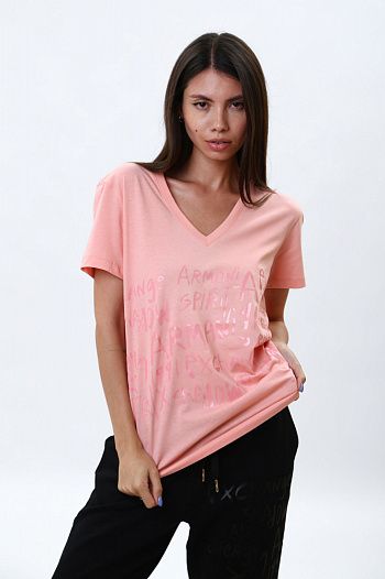Футболка хлопковая розовая Armani Exchange