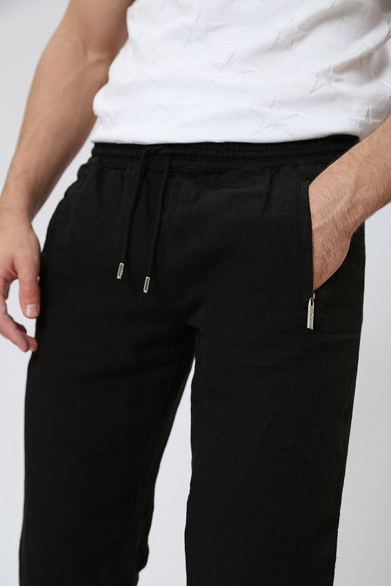 Брюки льняные Karl Lagerfeld Черный