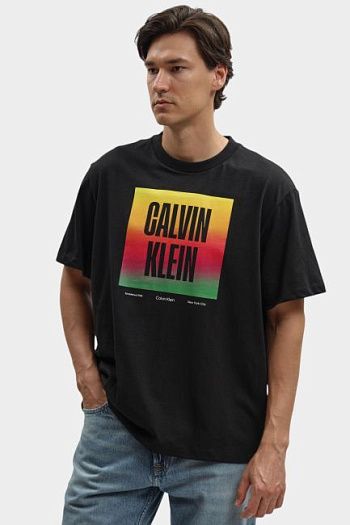 Футболка хлопковая черная Calvin Klein Jeans