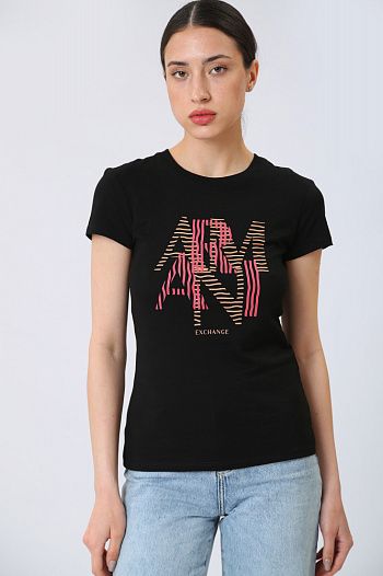Футболка хлопковая черная Armani Exchange