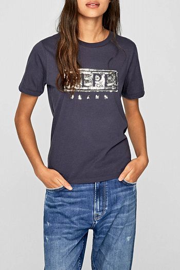 Футболка хлопковая синяя Pepe Jeans
