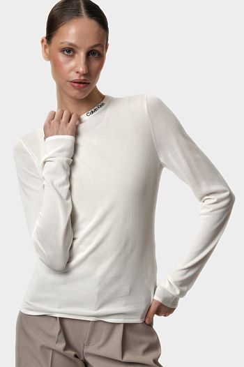 Лонгслив из вискозы белый  Calvin Klein Jeans
