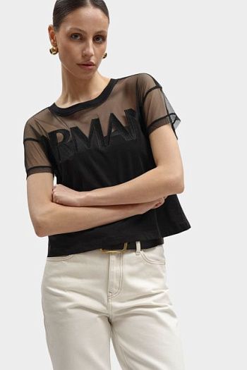Кроп-топ хлопковый черный Armani Exchange