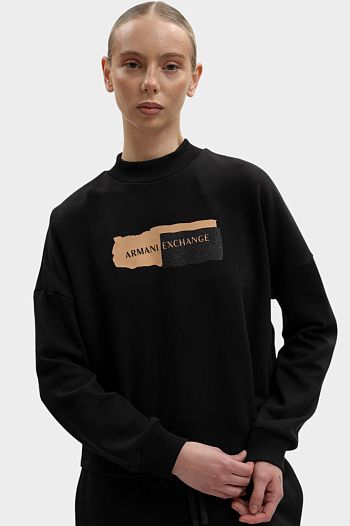 Свитшот хлопковый черный Armani Exchange