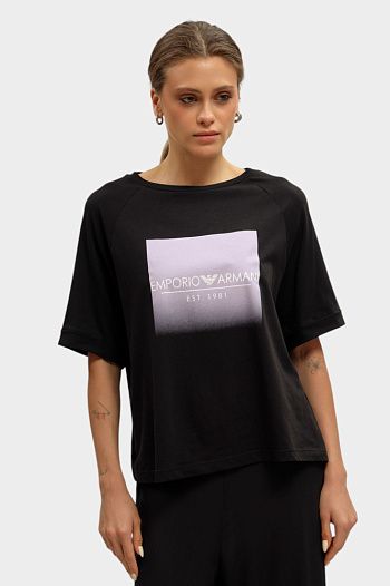 Футболка хлопковая черная Emporio Armani