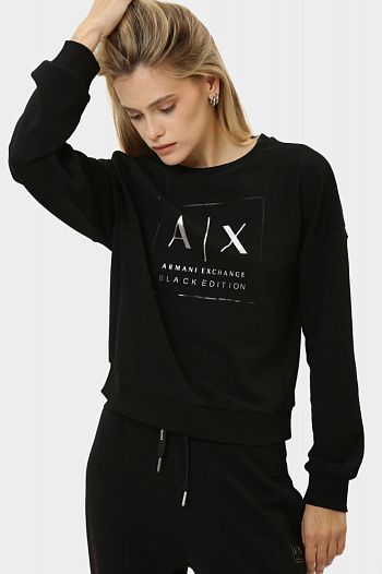 Свитшот хлопковый черный Armani Exchange