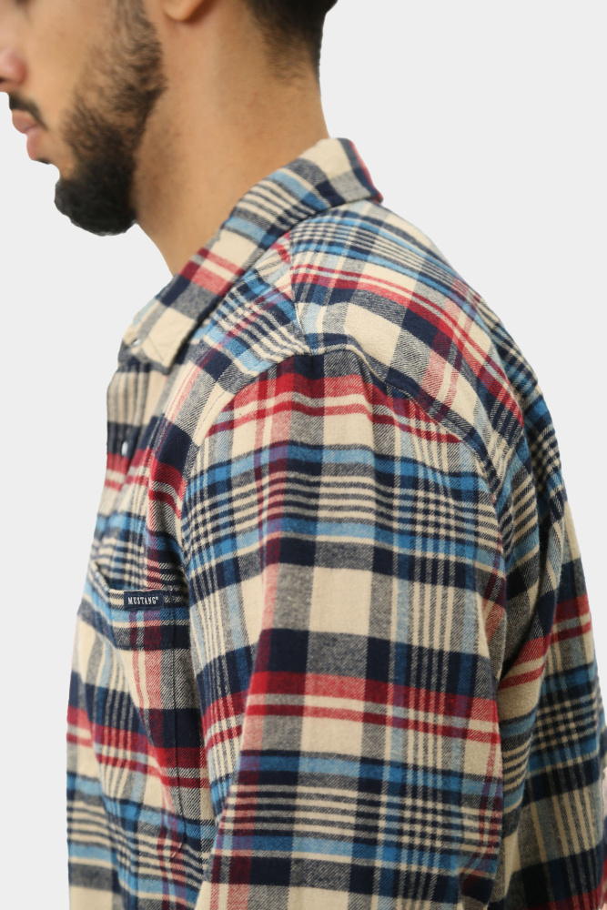 1015908 Рубашка с длинным рукавом Mustang Синий