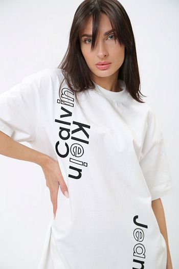 Платье хлопковое белое Calvin Klein Jeans